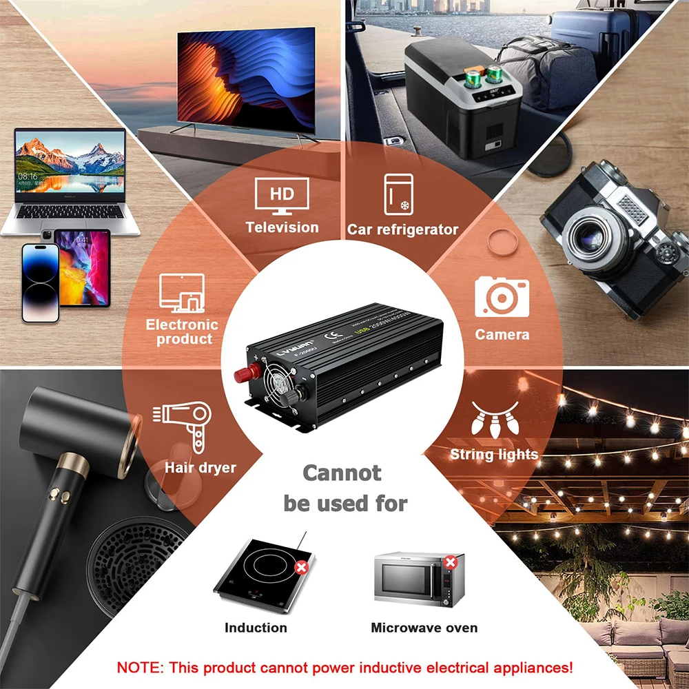 Solar Inverter Vehicle Inverter Car Converter Inverter Car Inverter Car Power Converter Power Inverter Car Inverter 12V 220V Power 500W/1500W/2000W/2600W/3000W Converter EU Socket 12 Volts auto Inversor12v 220 v Transformer Solar