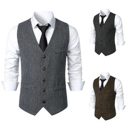 Men Suit Vest England Style Waistcoat Business Wedding Casual Turndown Collar Men's Dress Blazer Vests Formal Party V41