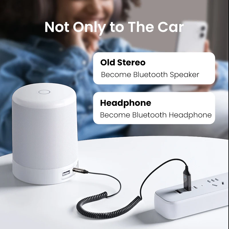 UGREEN Bluetooth 5.3 Handsfree Adapter 3.5mm AUX Music Navigation Streaming Microphone for Calls Car bluetooth adapter