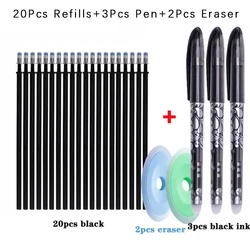 Vibrant Erasable Gel Pen Set - 6 Color Ink, Washable, Smooth Writing Stationery Supplies (Black set)