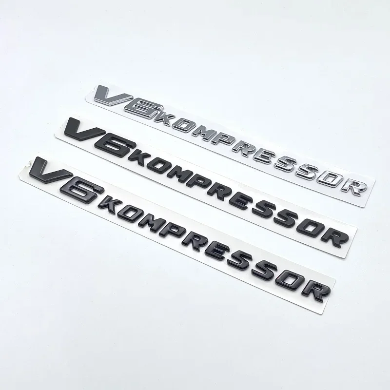Per Mercedes Benz Black Amg Chrome Black Letters V6 Kompressor Trunk Fender Emblem Emblem Badge Sticker