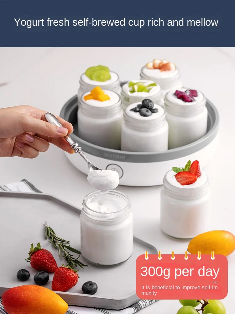 220V SEVERIN Yogurt Maker with Mini Natto Fermentation Machine and Cup Divider, Automatic