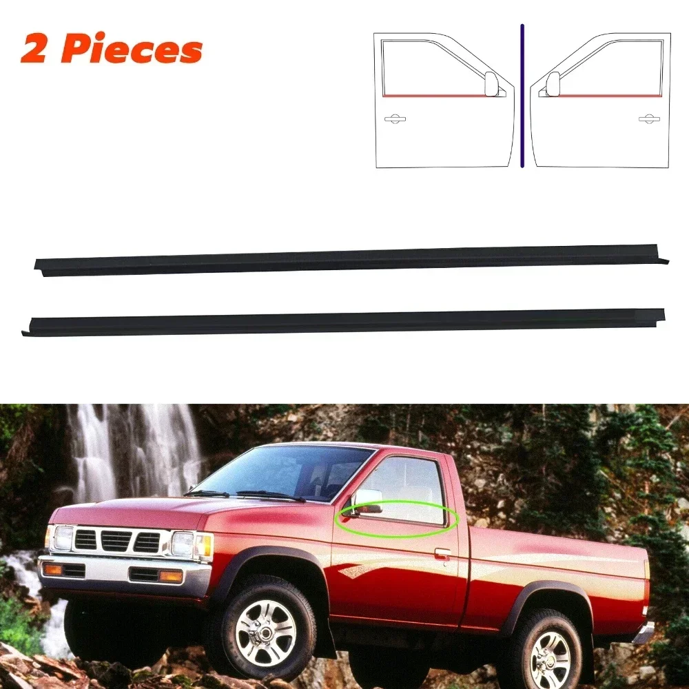 2Pcs Window Weatherstrip for Nissan Big-M D21 Hardbody Pickup 1986-1997 Side Door Outer Glass Rubber Sealing Moulding Trim Belt