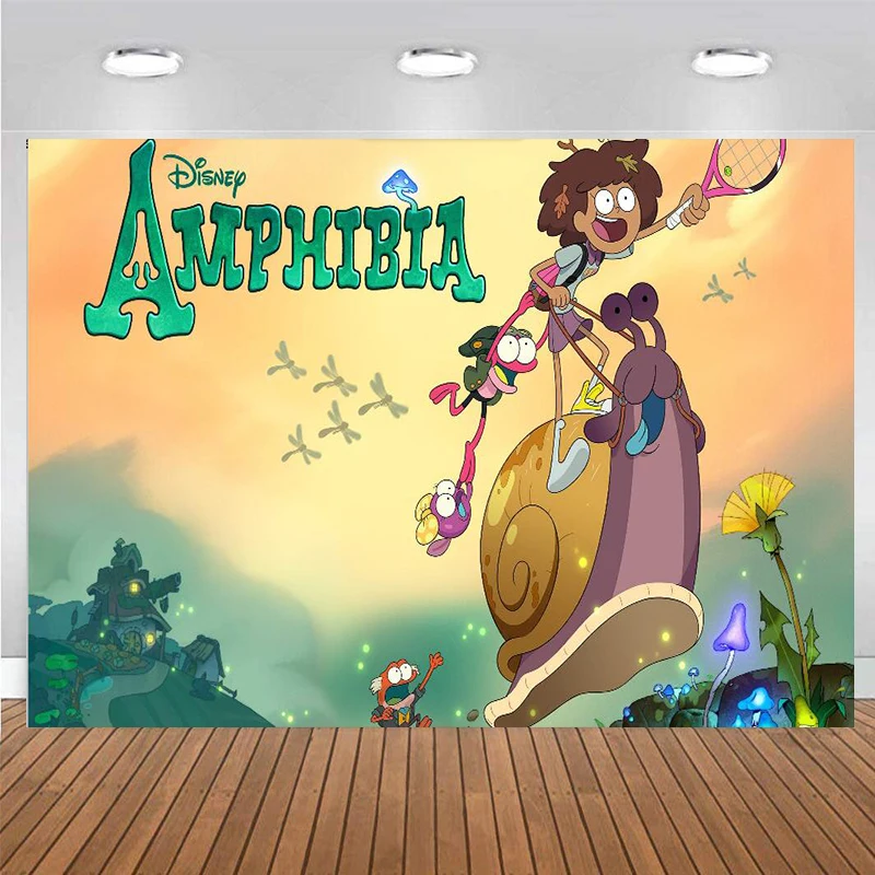 Amphibia-Cartoon-Disney-Backdrop-Amphibian-World-Birthday-Party ...