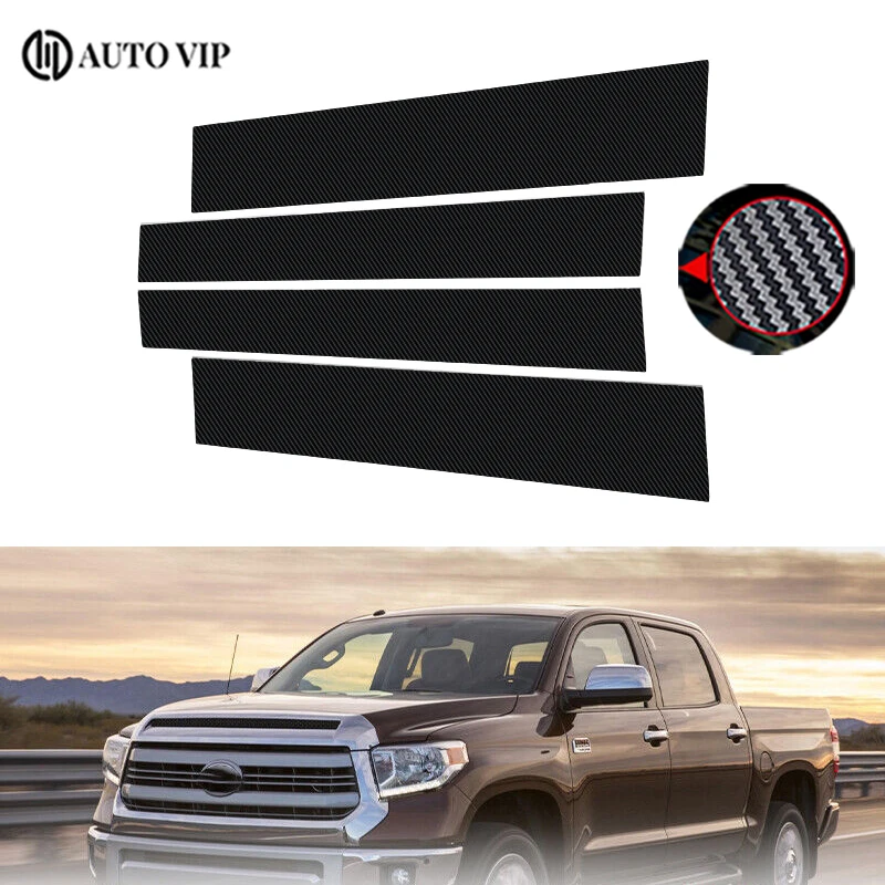 

4Pcs Pillar Posts Window Molding Cover Trim Decorative Stickers for Toyota Tundra Crew Max Cab/Double Cab carbon fibre 2007-2020