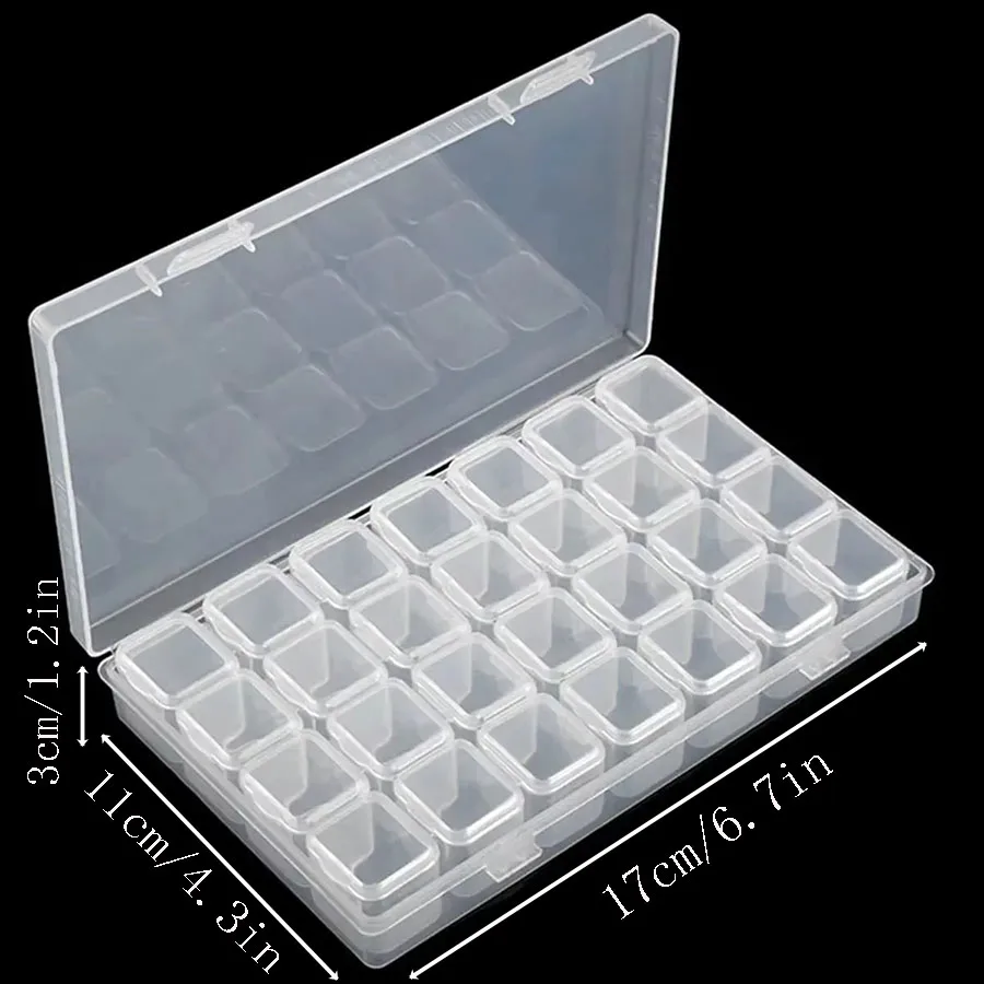 28 Girds Adjustable Plastic Storage Box for Jewelry Nail Art DIY Diamond Painting Accessories