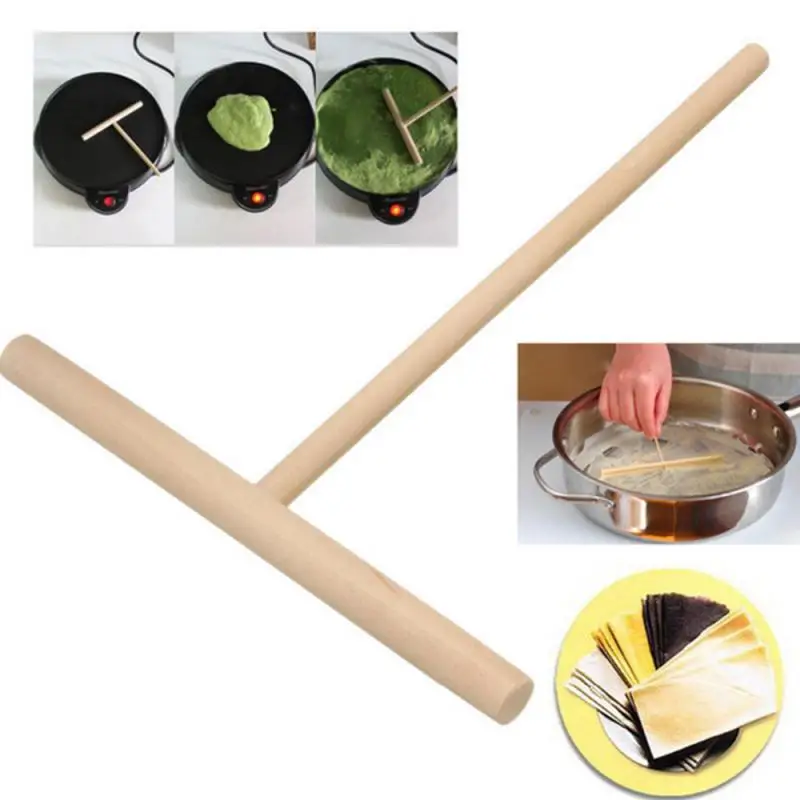 Pancake Tool Chinese Specialty Crepe Maker Pancake Batter Wooden Spreader Stick Home Kitchen Tool Restaurant Bakeware Cocina Accessories
