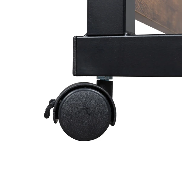 【旧编码：31585662】 复古色桌面 复古色挡板 黑色钢架 刨花板贴三胺 60cm N001 电脑桌 可升降 可移动-39