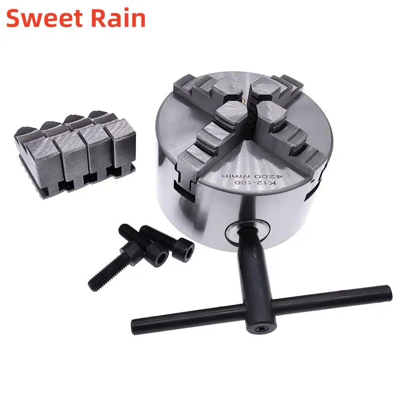 Mandrino Autocentrante A 4 Griffe Mandrino Per Tornio K12-100 Mandrino Scroll 100Mm Per Tornio Piccolo Con Acciaio Temprato Con Due Set Di Ganasce