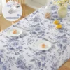 Blue White Floral Printed Rectangle Tablecloths Home Party Decor Reusable Waterproof Table Cloth for Holiday Wedding Table Decor 2