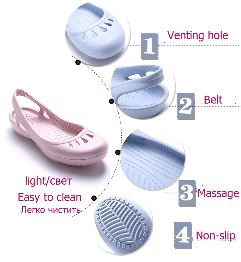 Women Sandals RYAMAG Women Clogs Jelly Sandals Home Non-slip Summer Hole Shoes Female Flat Slippers Plastic Female Waterproof EVA Garden
