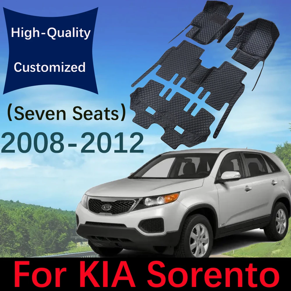 

Custom Leather Car Floor Mats For KIA Sorento Seven Seats 2008-2012 Automobile Carpet Rugs Auto Foot Pads Interior Accessories