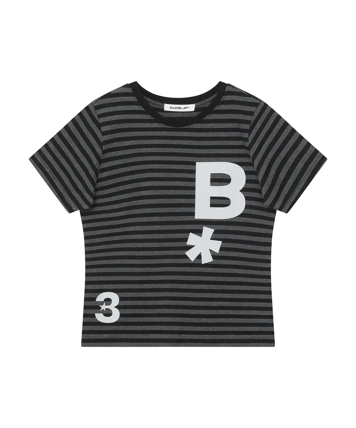 ★BAUF★ 3logo dot slimfit t-shirts BAUF Brand B Logo Letter Polka Dot Striped ort Sve Slim Fit
