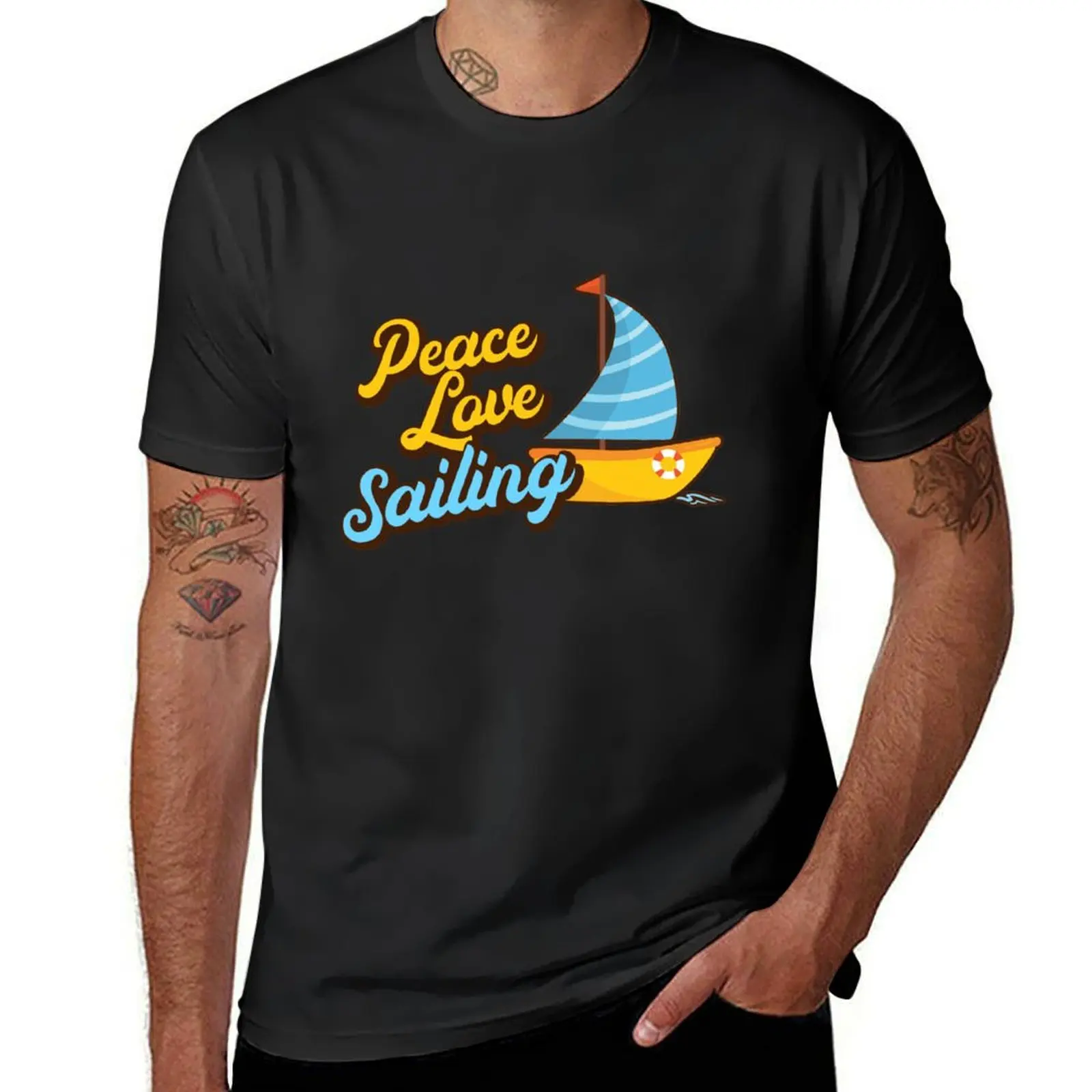 

Peace Love Sailing. T-Shirt new edition tees summer clothes oversized t shirt men