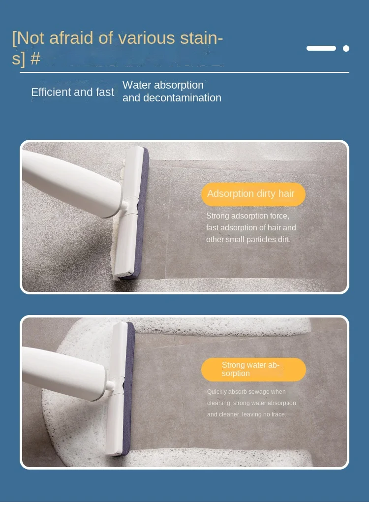 Sponge Mop Hand Wash Free Household Absorbent Rubber Cotton Mop Toilet Folding Squeeze Water With Its Own Cleaning Solution Mop