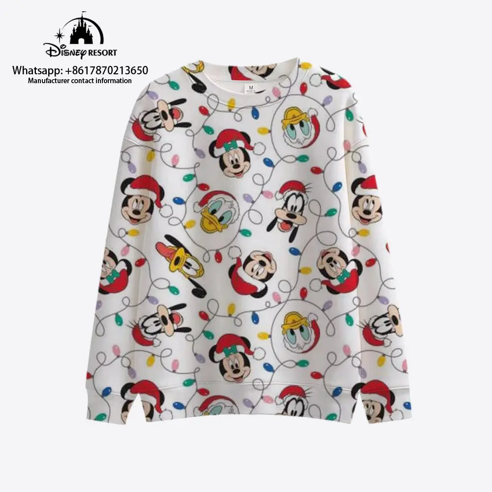 

Disney Brand Mickey and Minnie Fall 2022 New Christmas Streetwear Crew Neck Casual Women's Long Sleeve Sweatshirt Ladies Top Y2K