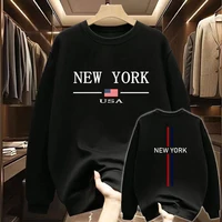 New York Printing Mens Sweatshirts Hot Sales O-Neck Black White Tops Man High Grade Clothing Casual Pullover Jogging Sweatshirts 2