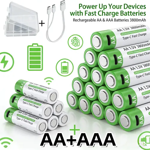2025NEW Lithium-Ion Battery Type-C Rechargeable High-Capacity Battery AA&AAA Battery For remote control, mouse, electric toys