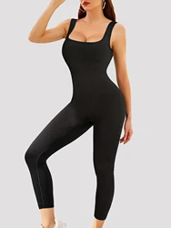 Solid Color Ribbed Yoga Jumpsuit ,Seamless Slim Fit Long Sleeve Sports Bodysuit, Women's Sports Shapewear