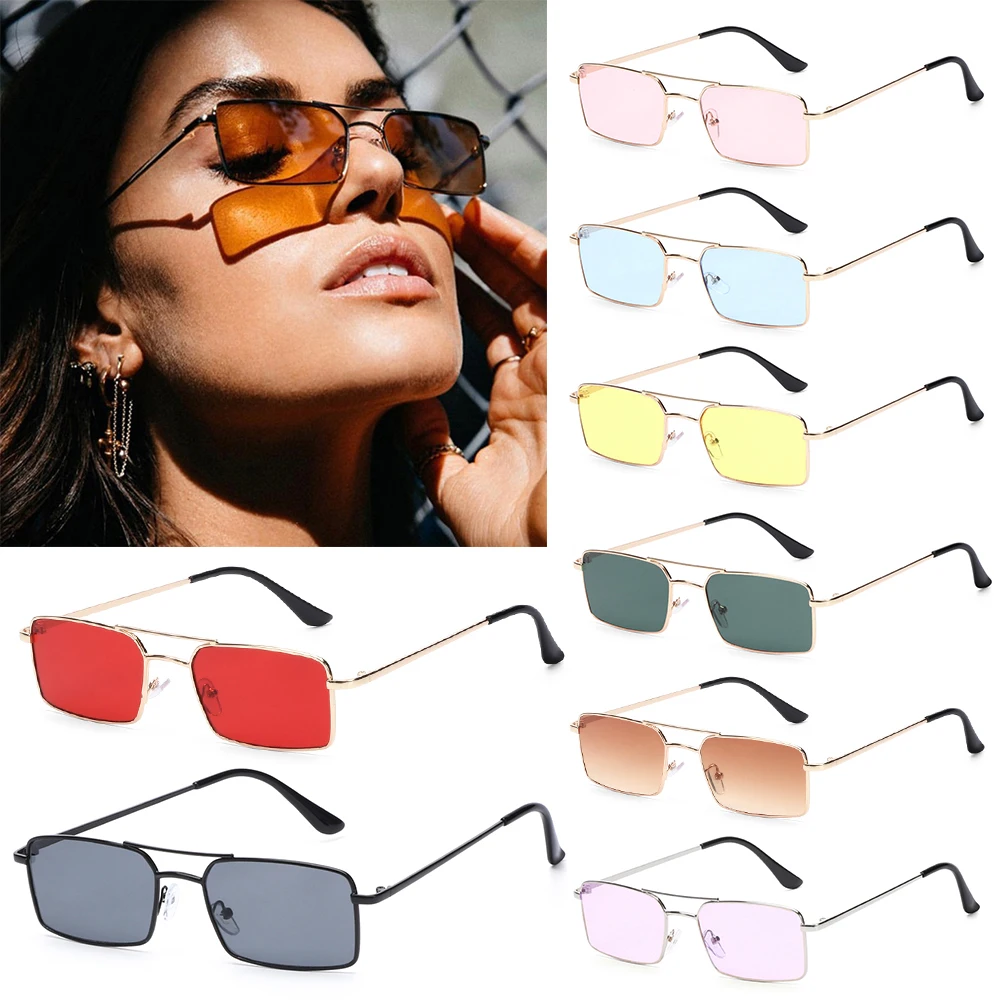 

Fashion for Women and Men Vintage Metal Frame Retro Rectangle Sunglasses Sun Glasses Small Frame Steampunk Sunglasses