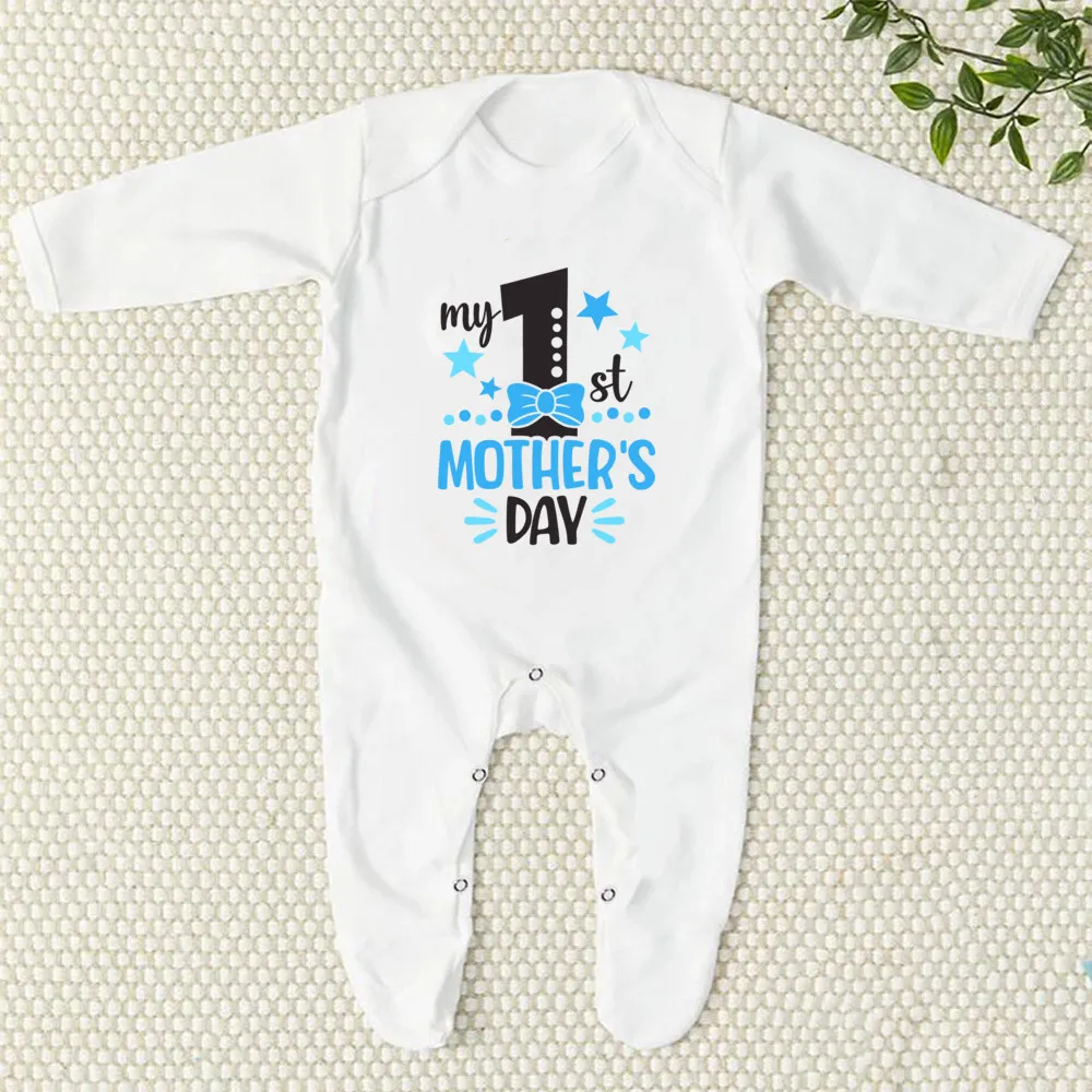 My First Mother;s Day Print Baby Sleepsuit Boys Girls Clothes Newborn First Mothers Day Babygrow Sleepsuit New Born Shower Gift 5