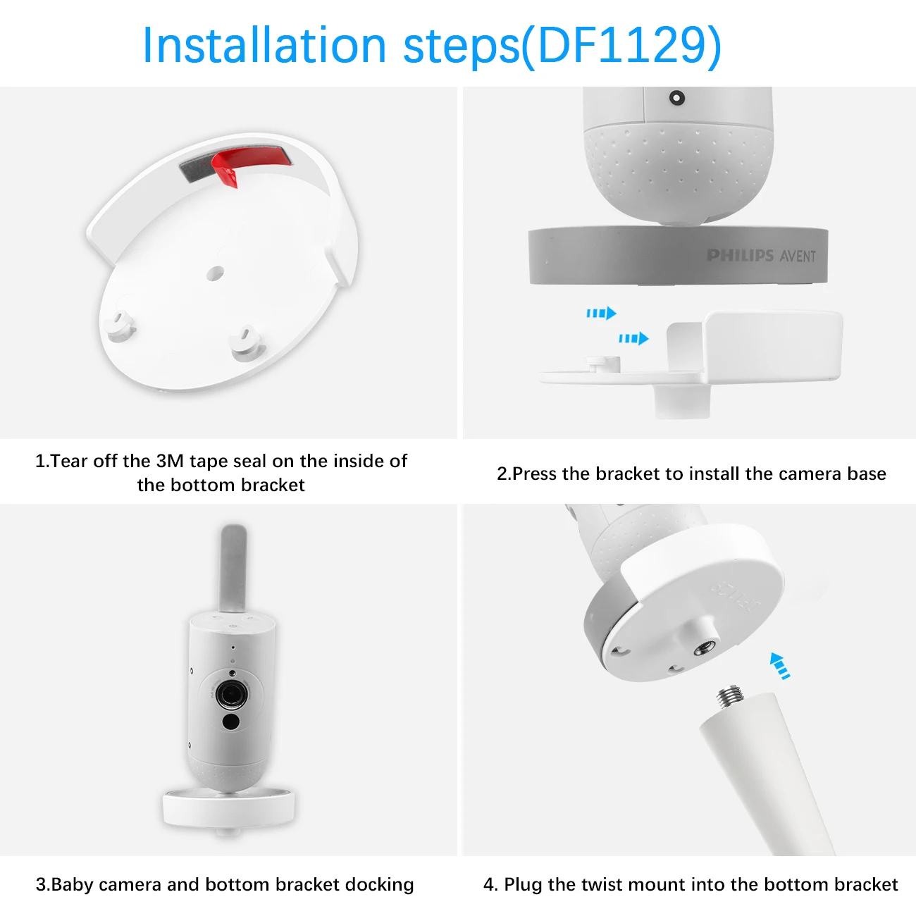 Baby Monitor Holder Flexible Twist Mount Bracket for Philips Avent Connected SCD923 Baby Monitor Attaches to Crib Cot Shelves or Furniture