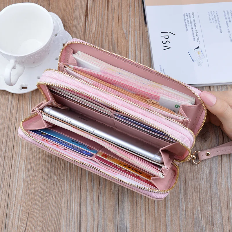 2023 New Women's Wallet Double Zipper Long Fashion Simple Handbags for Women Lychee Pattern Large Capacity Double Women's Purses 2