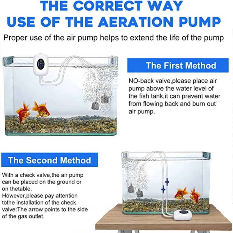 4800mAh Aquarium Oxygen Air Pump Compressor Fish Tank USB Charging Small  Portable Exhaust Ultra Silent Indoor