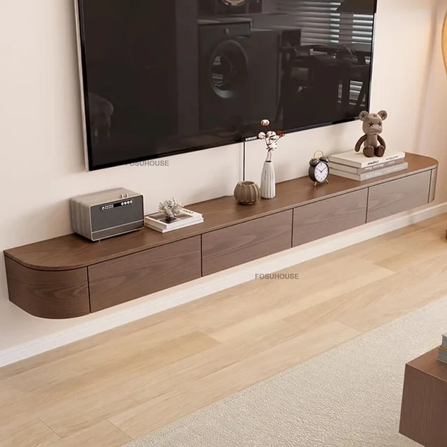 Solid Wood Suspended TV Stands Creative Wall-mounted Storage TV Cabinet Living Room Furniture Home Designer Center Table h 2