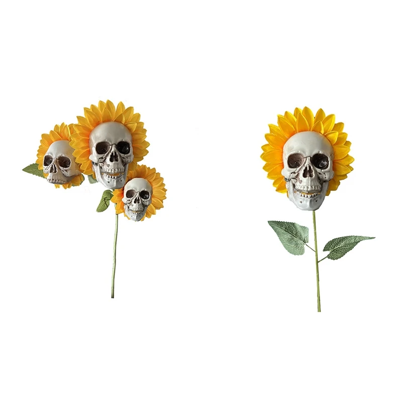 

Украшение для сада «Подсолнух», украшение в виде черепа для внутреннего двора, газона, украшение для сада на Хэллоуин, имитация цветочного орнамента