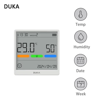DUKA Atuman Electronic Temperature Humidity Sensor Meter THSE Rechargeable Mini Digital Clock LCD Screen Thermometer Hygrometer 1