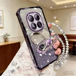 Crystal Glitter Heart Mirror Bracket Shockproof Soft Cover Case - Magic 6 (1)