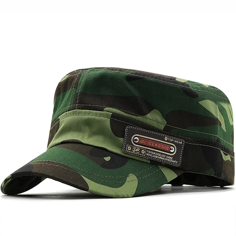 Simple Vintage Flat Top Men Washed Cap For Male Baseball Cap Summer Spring Men's camouflage Sun Protection Military