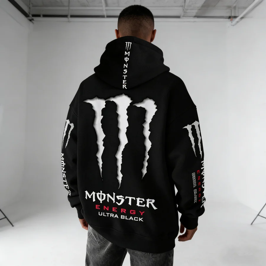 Monster Energy Hoodies – Charcoal Gray Streetwear Pullover For Men & Women