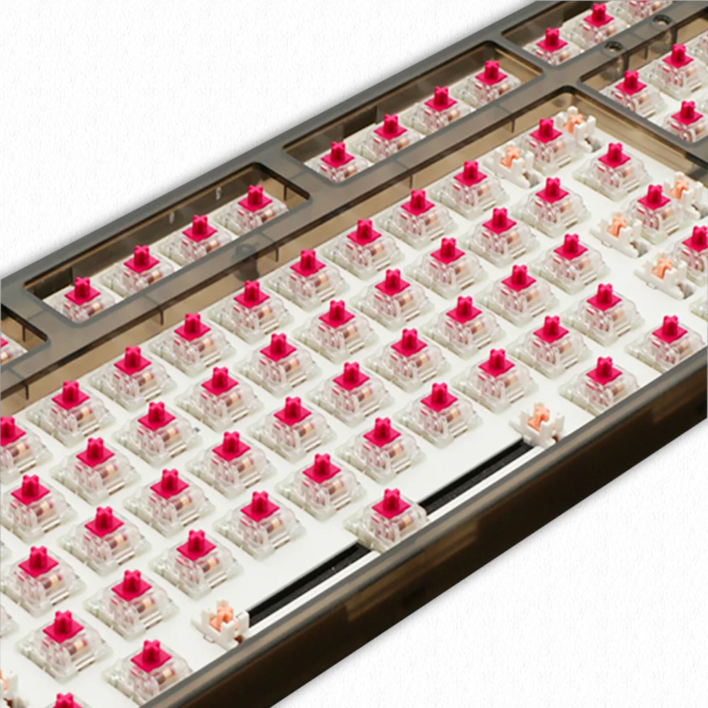 Enhanced Wine Red Mechanical Keyboard Linear Switch - POM Transparent RGB Custom DIY 3-Pin Switches