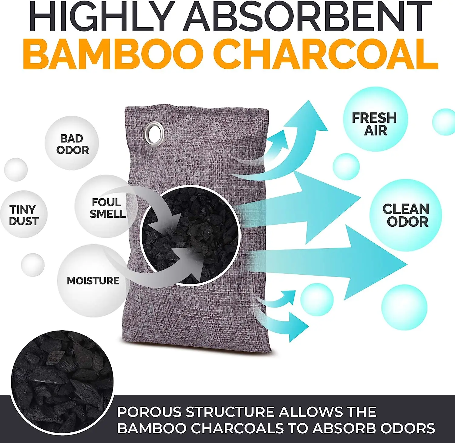 Bamboo Charcoal Bags Odor Absorber Hooks Air Purifying Bags Closet Odor Eliminator 3/6 x100g activated charcoal odor absorber bamboo charcoal air purifier bamboo charcoal odor absorber