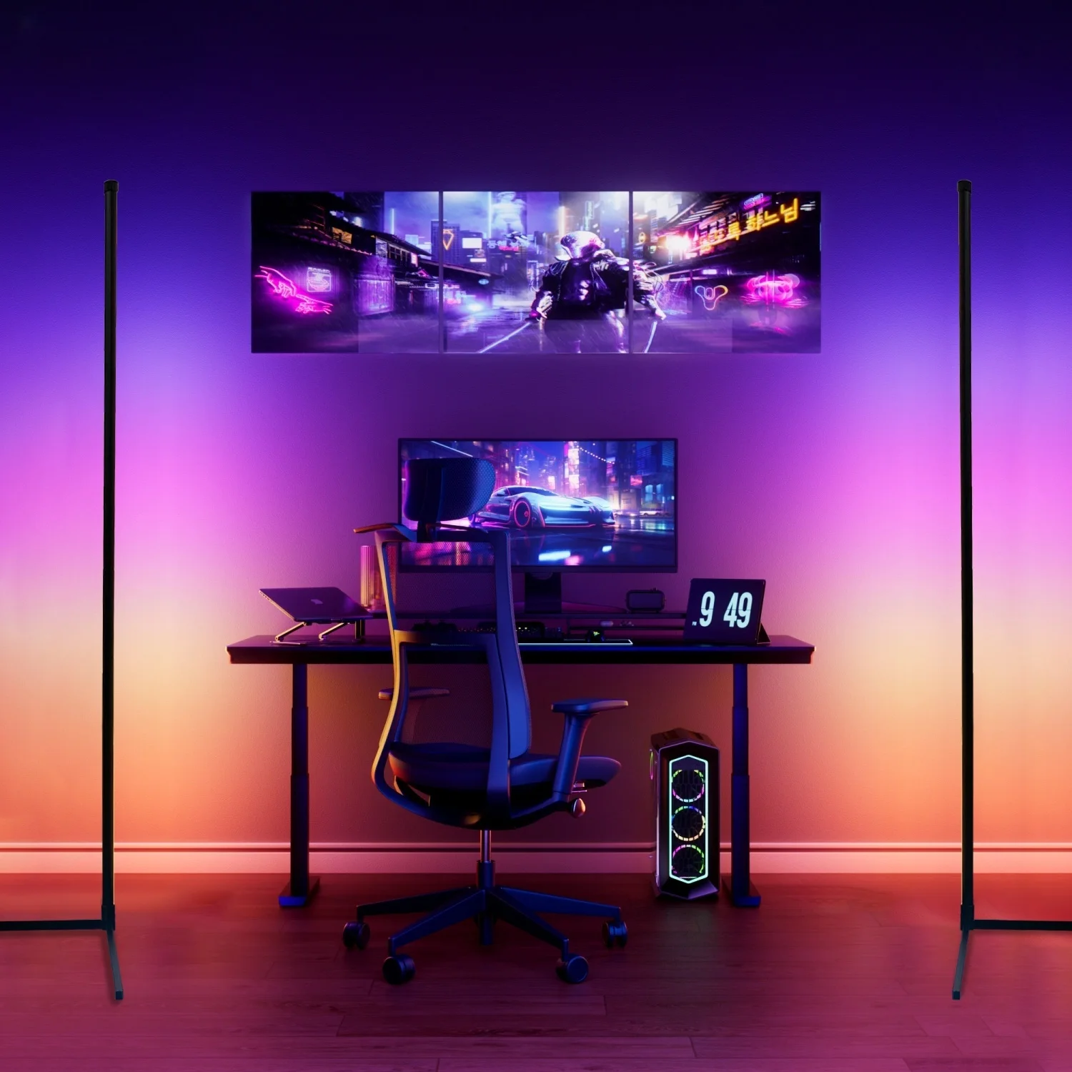 RGB LED Smart Modern Floor Lamp Music Synchronization 16 Million DIY Color Change for Gaming Room Parties rgb floor lamp