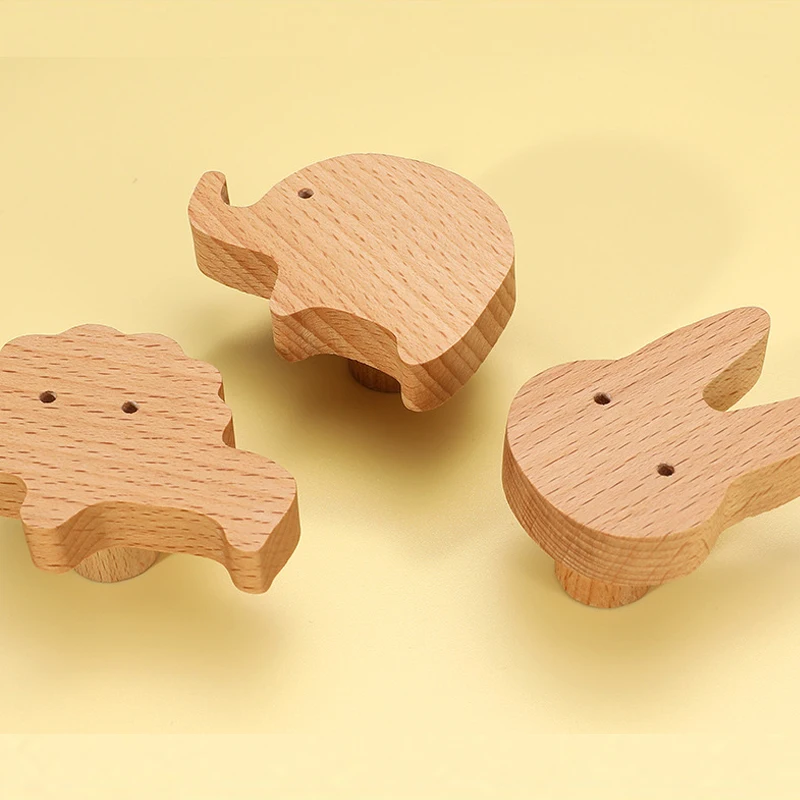 Door Handles Cabinet Handles Cute Animal Wooden For Cabinets Drawers Kitchen Cupboard Wardrobe