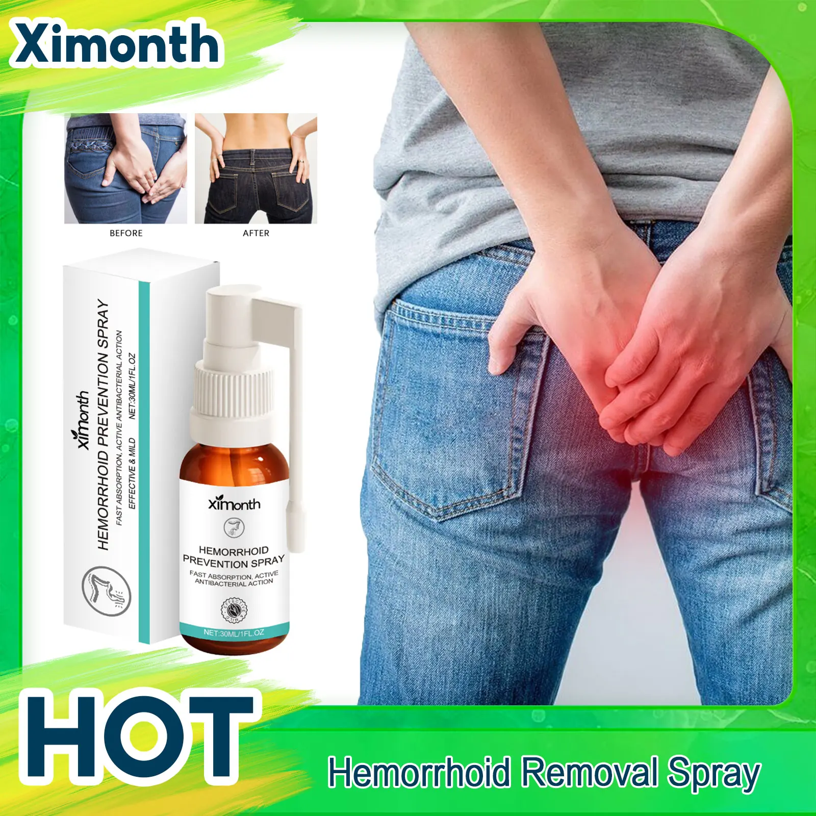 Hemorrhoids Treatment Spray Piles Pain Anal Fissure Swell Bleeding Internal External Mixed Hemorrhoids Removal Anti Inflammatory