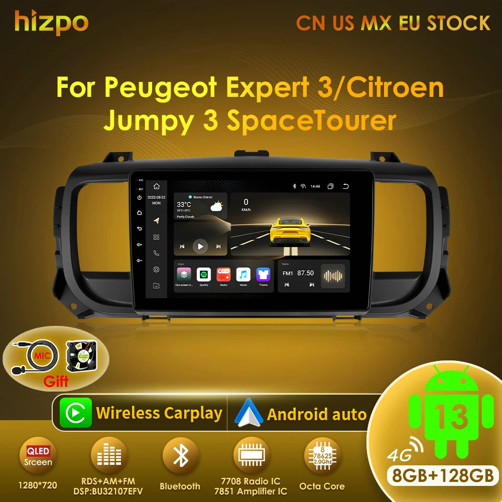 Autoradio Android 9 Pour Citroën Spacetourer/Jumpy, Peugeot - GPS, CarPlay - Neuf