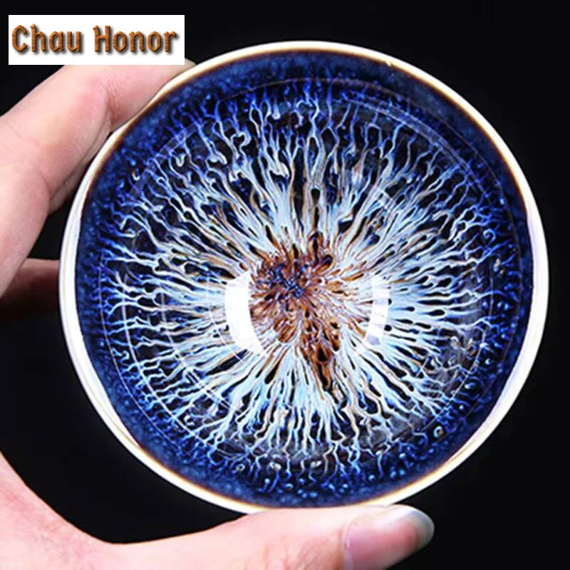 Creativity Temmoku Glaze Kiln Change Multicolor Ceramic Tea Cup Handmade Tea Bowl Home Master Cup Kung Fu Teaset Drinkware Gifts