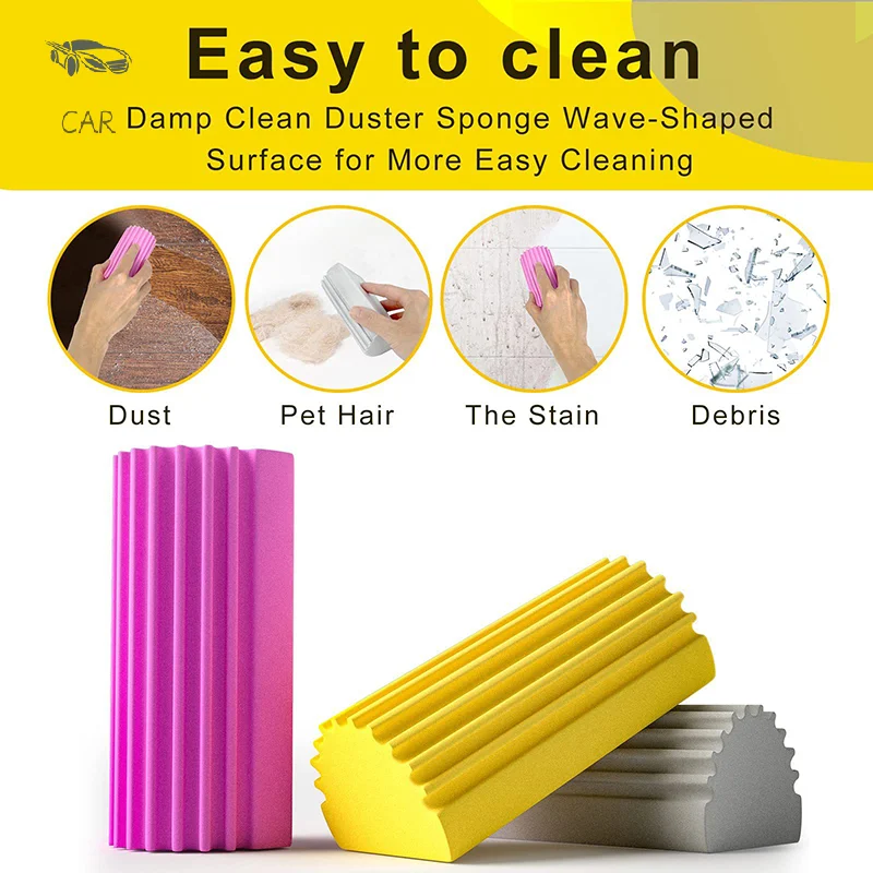 

1 PC Damp Clean Duster Sponge, Sponge Cleaning Brush for Car, Duster for Cleaning Blinds, Glass, Baseboards, Vents, Railings