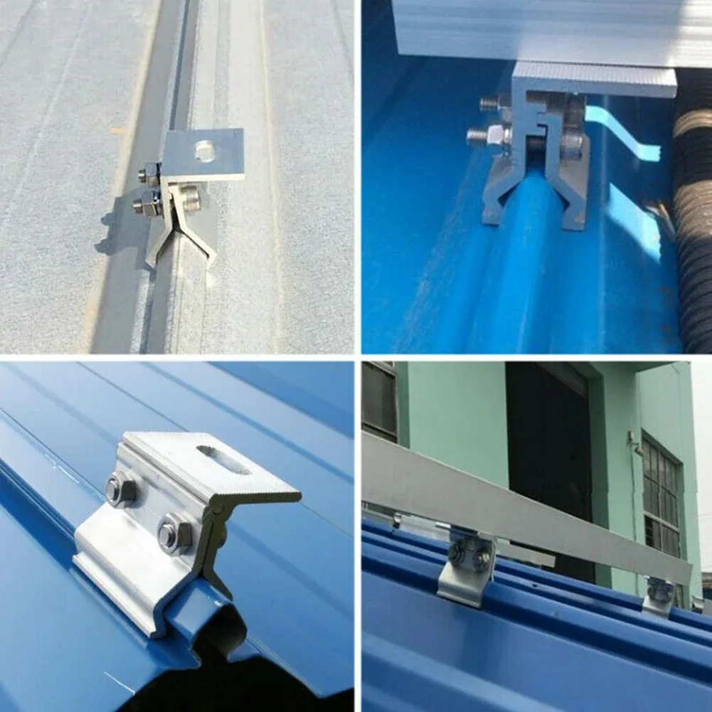 4 pcs Solar Panel Bracket Roof Mounting Fixing Clamp Photovoltaic PV Bracket Clips Solar Panel Mounting Clips House RV Boat