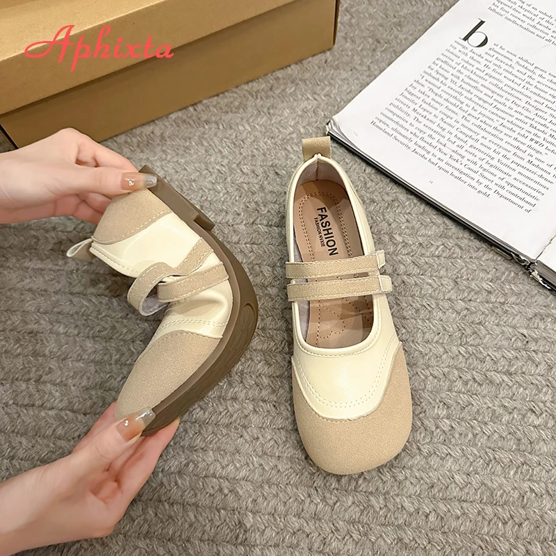 Aphixta Flat With Women Loafers Mixed Color Suede Flats Woman Casual Shoes Hook Loop Silver Loafers Comfortable Footwear