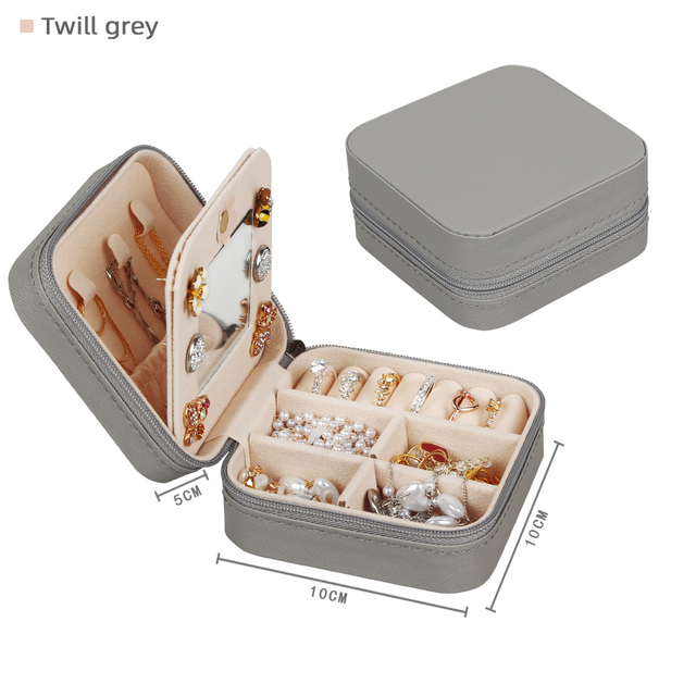Portable Jewelry Storage Box Leather Case Boxes Travel Organizer Display Earrings Necklace Ring Jewelry Storage Organizer