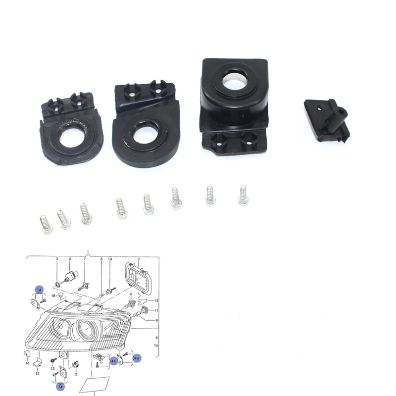 For Audi A6 S6 C6 2005-2011 Headlight Repair Kit Repair Parts Headlight Claw Black Plastic Foot Fixing 4F0998121 4F0998122