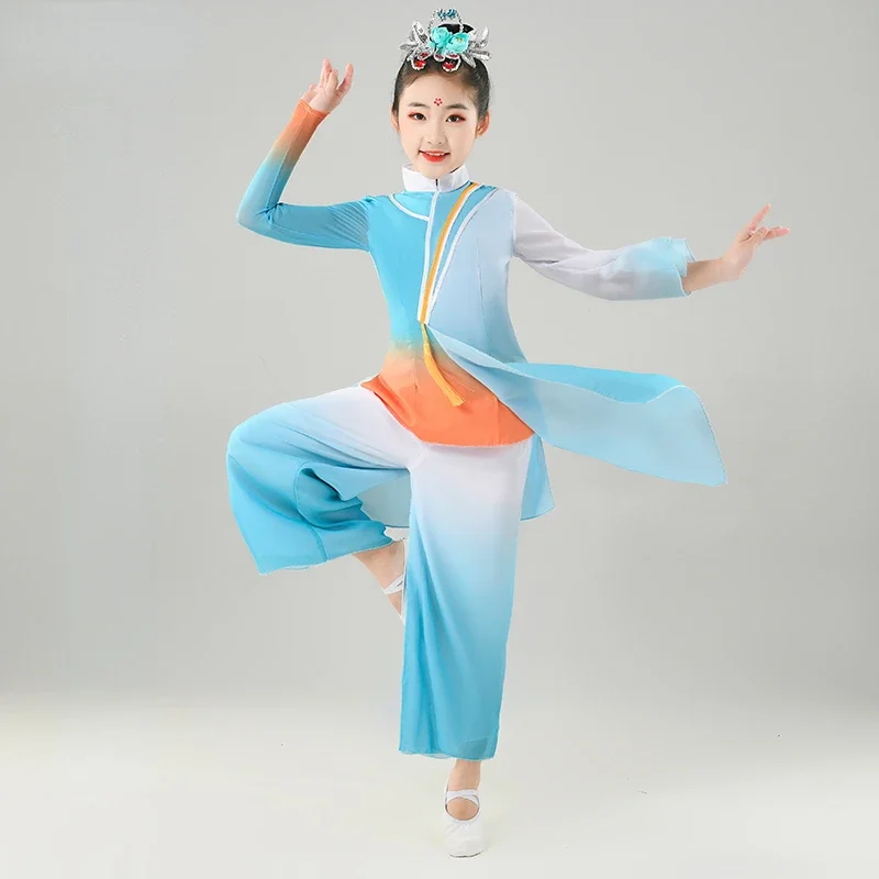 Eleganti Costumi Nazionali Yangko Bambino Stile Cinese Hanfu Costumi Di Danza Classica Fan Dance Yangko Dance Performance Abbigliamento