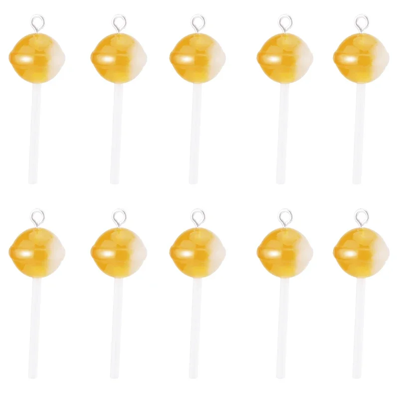 10Pcs Sugar Candy lollipop Resin Charms Diy Findings Kawaii 3D Keychain Earring Pendant Charms For Jewelry Making Suppplies