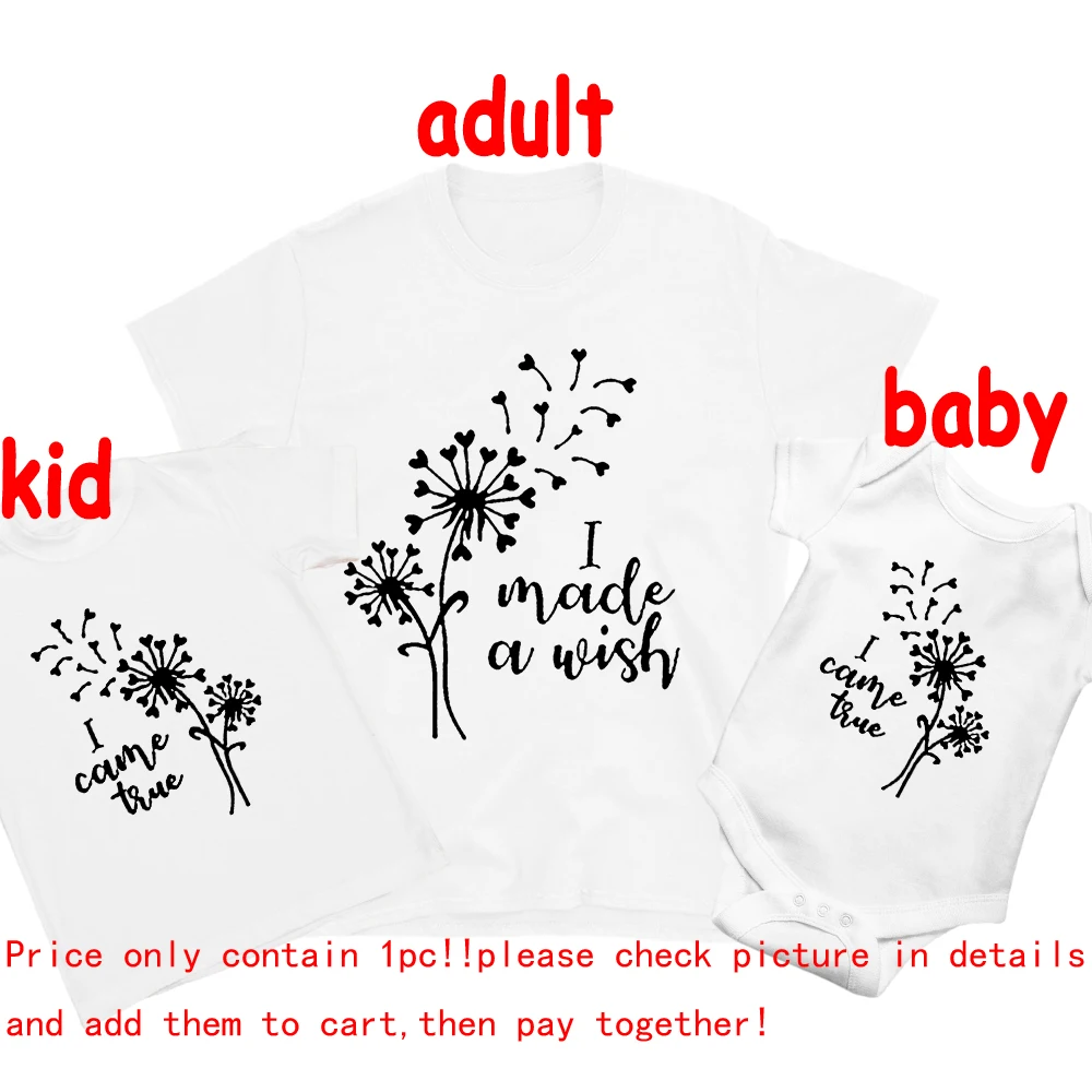 Mommy  Kid and Baby Matching Shirts I Made A Wish Tee I Came True Wishes Family Matching Outfits Mothers Day Gift Baby Bodysuit 5