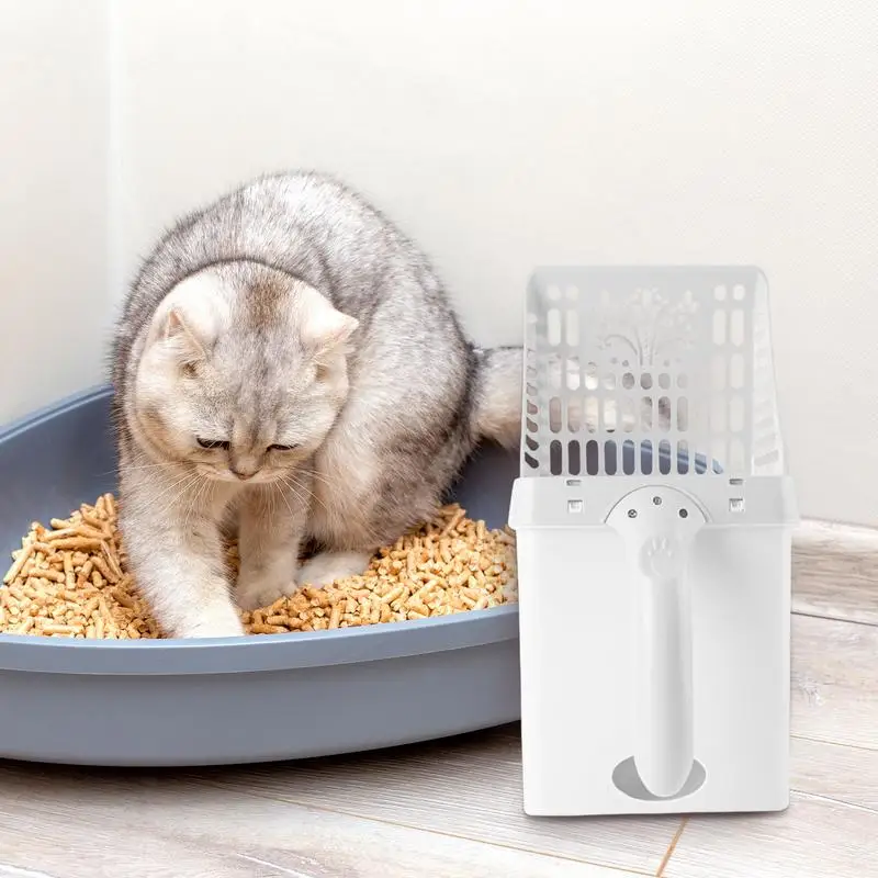 

2 In 1 Portable Cat Scoop For Litter Box Cat Litter Scoops With Large Mouth Refill Bags Litter Waste Container For Cat Cleaning